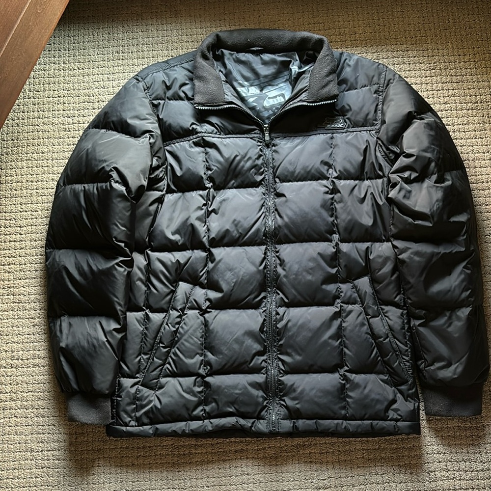 Fox racing puffer jacket size (LARGE) black nylon outer shell coat